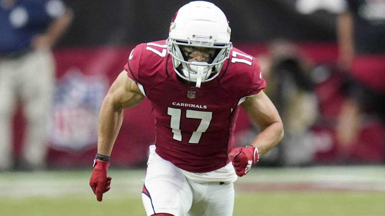 Arizona Cardinals wide receiver Andy Isabella (17) during the first half of  an NFL football game against the Kansas City Chiefs, Sunday, Sept. 11,  2022, in Glendale, Ariz. (AP Photo/Rick Scuteri Stock