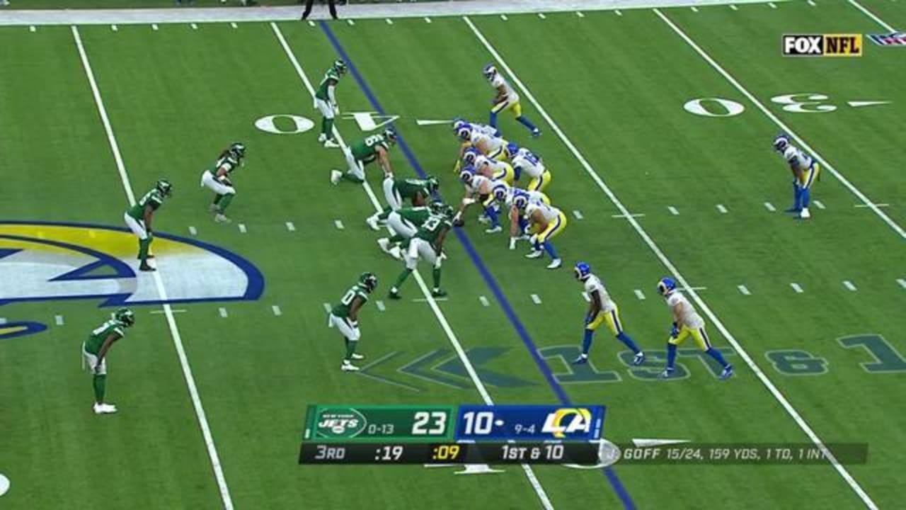 The Los Angeles Rams block Rams wide receiver Robert Woods' jet sweep