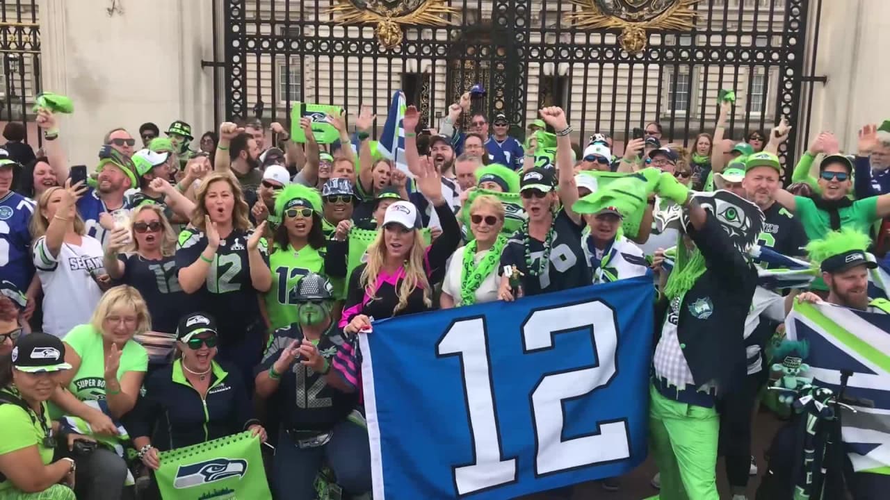 Seattle Seahawks fans rally in front of Buckingham Palace