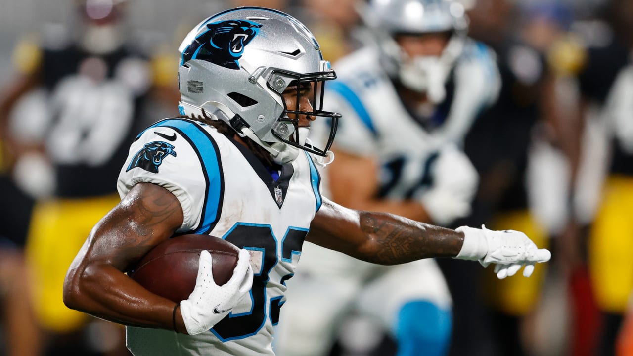 Carolina Panthers running back Spencer Brown splits defenders for