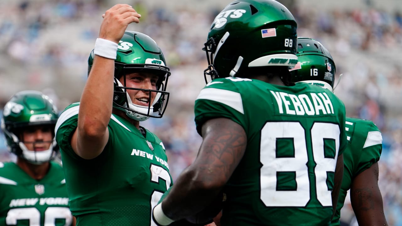 New York Jets tight end Kenny Yeboah couldn't be more open to grab 2-yard  TD pass from Zach Wilson