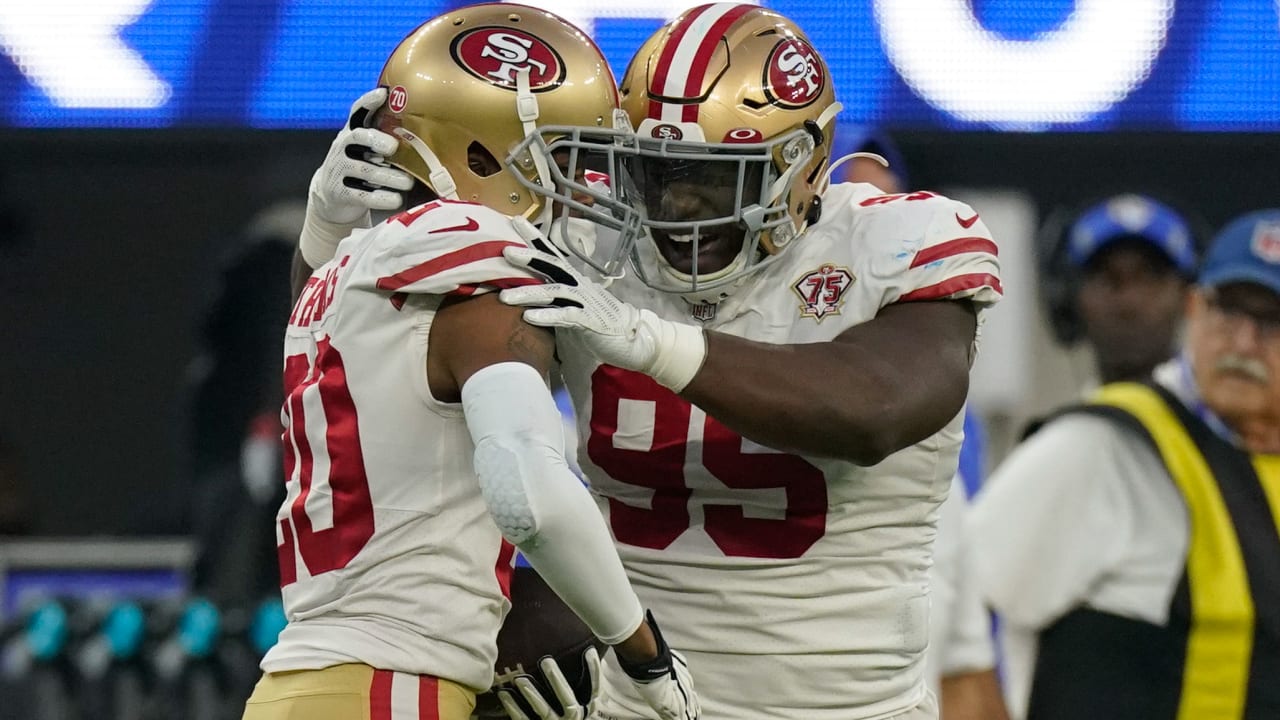 Cornerback (20) Ambry Thomas of the San Francisco 49ers warms up before  playing against the Houston Texans in an NFL football game, Sunday, Jan. 2,  2022, in Santa Clara, CA. 49ers defeated