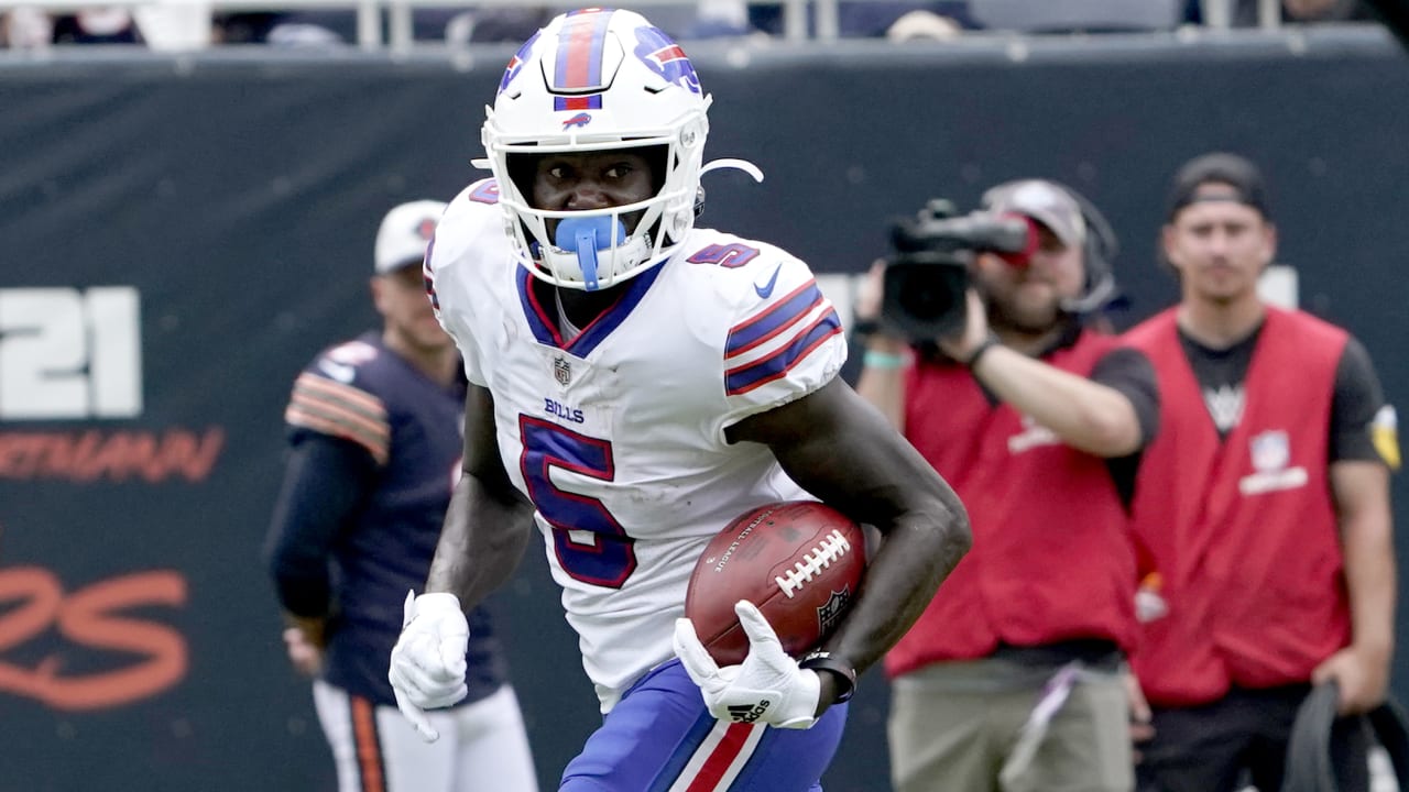 Buffalo Bills wide receiver Marquez Stevenson (5) runs after a