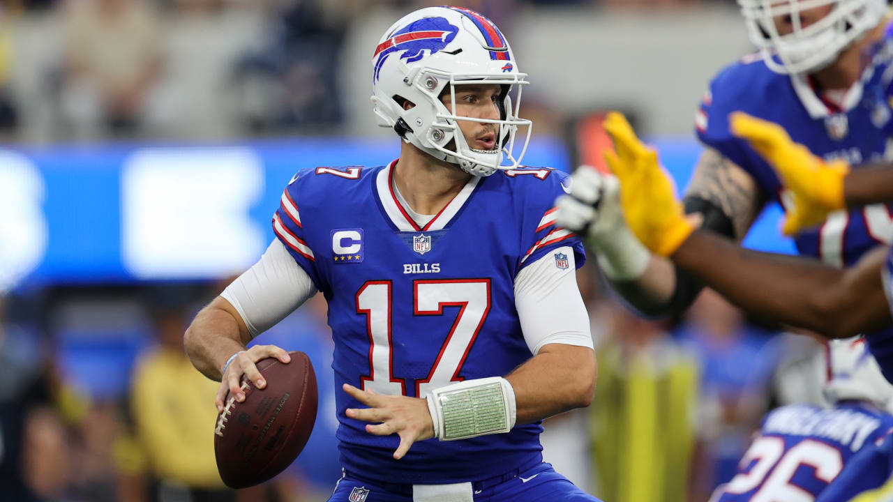 Buffalo Bills quarterback Josh Allen breaks the pocket during the NFL