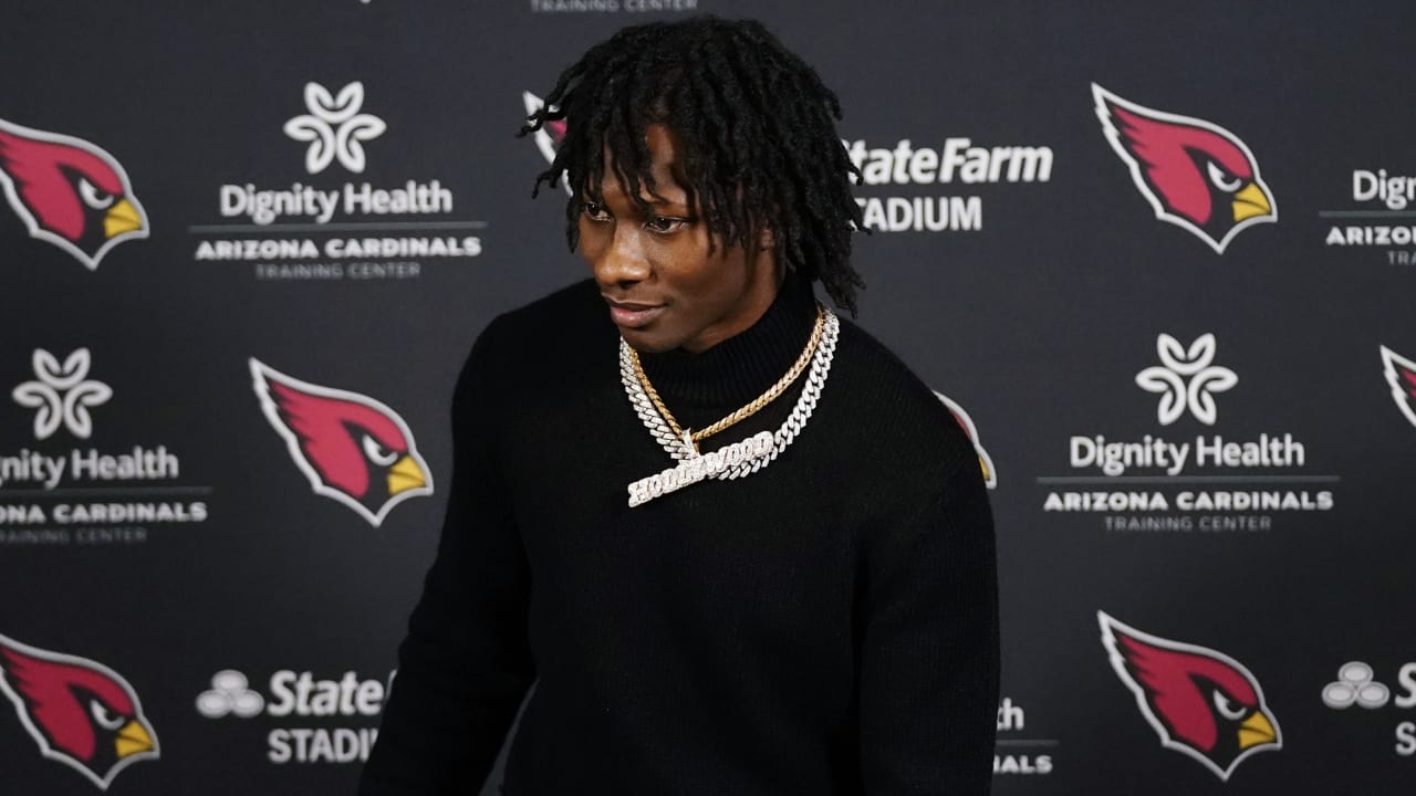 Marquise Brown of the Arizona Cardinals makes a leaping catch as