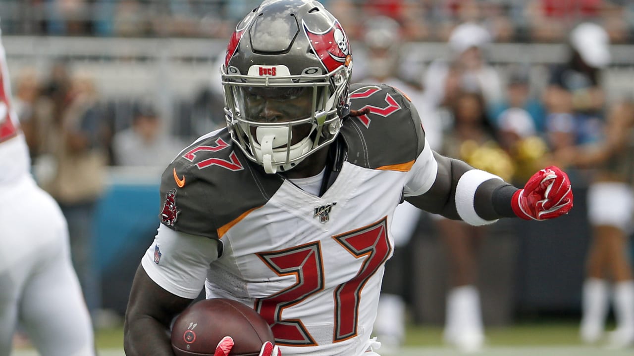 Ke'Shawn Vaughn of the Tampa Bay Buccaneers rushes the ball