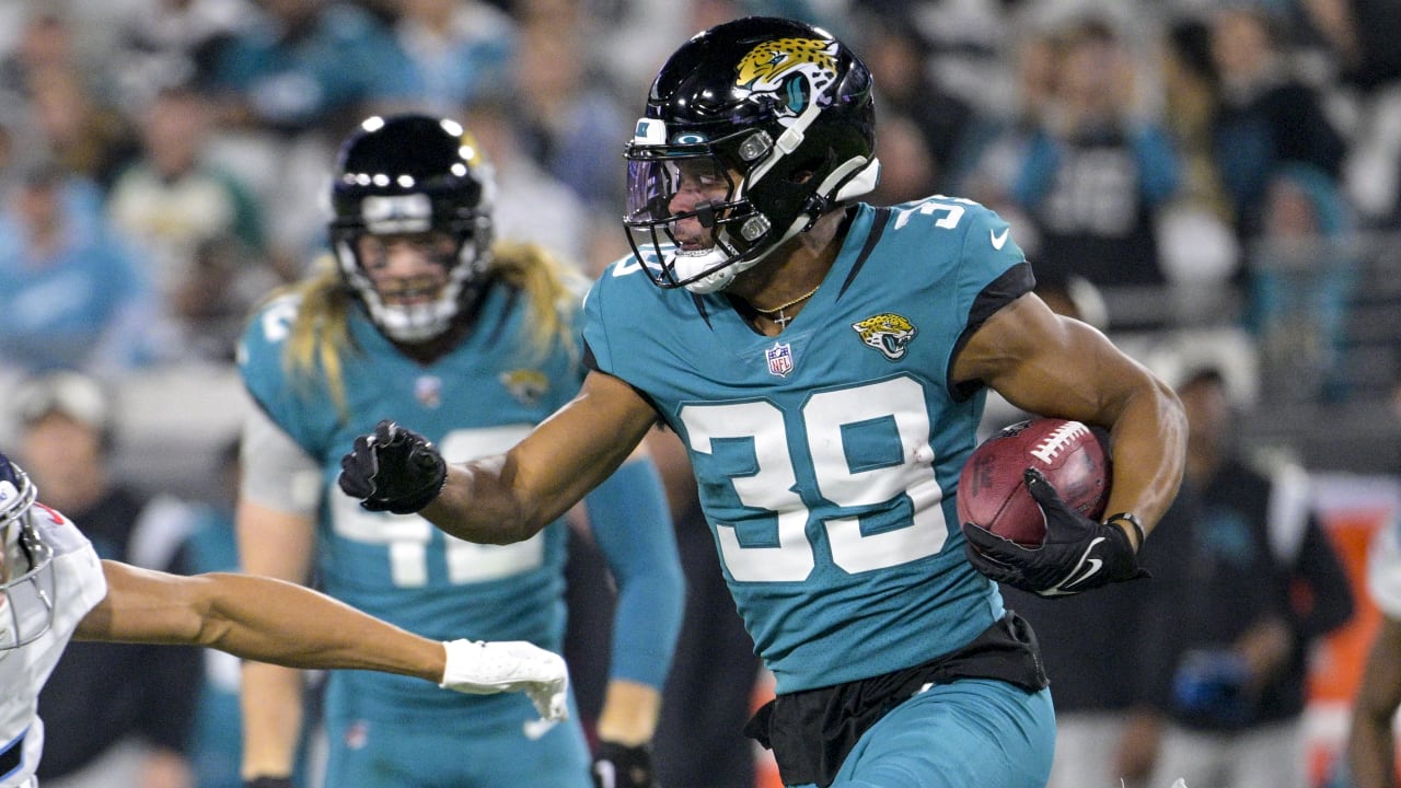 Jacksonville Jaguars wide receiver Jamal Agnew (39) returns a kickoff  against the Detroit Lions during the first half of an NFL football game,  Sunday, Dec. 4, 2022, in Detroit. (AP Photo/Duane Burleson