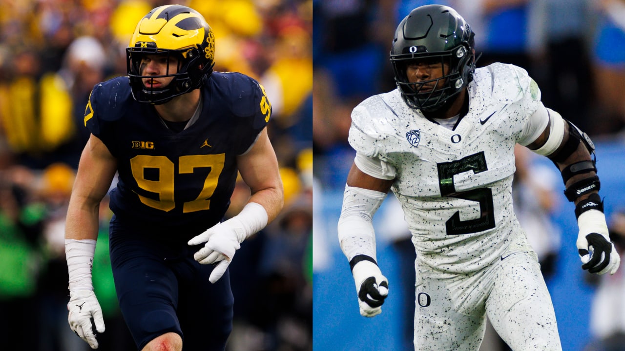 Comparing Michigan Wolverine defensive end Aidan Hutchinson's, Oregon
