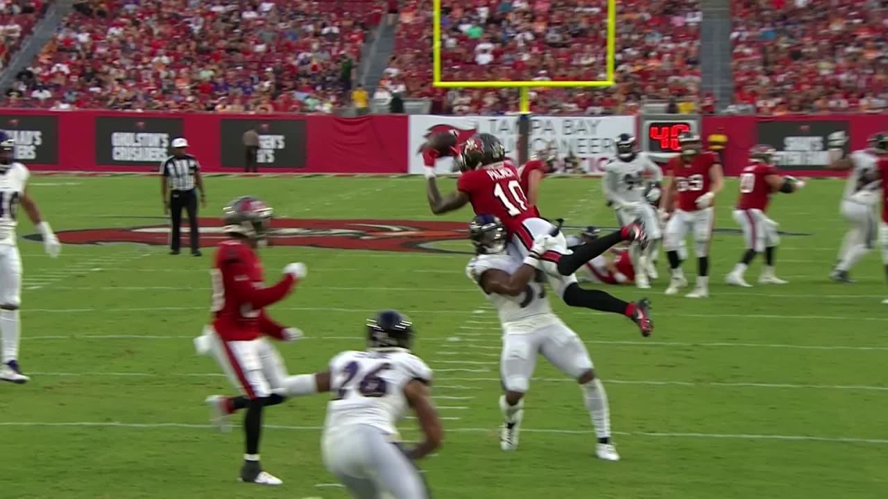 Tampa Bay Buccaneers wide receiver Trey Palmer goes up and over Ravens ...