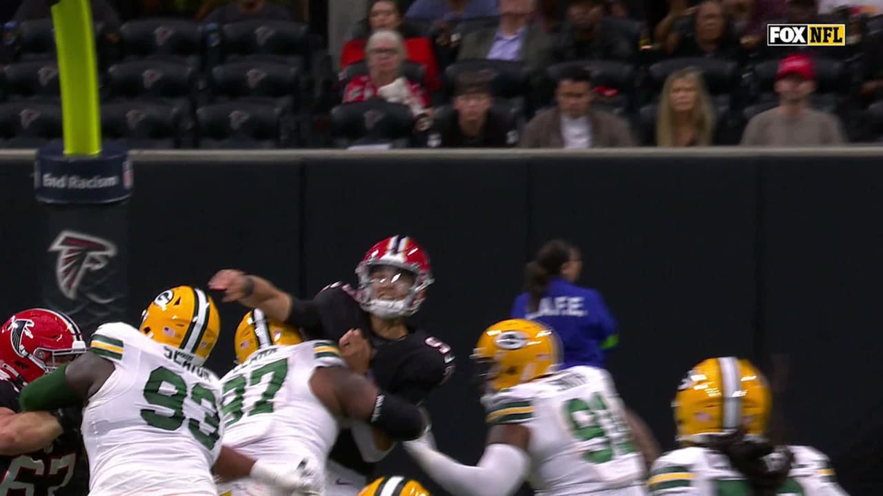 Atlanta Falcons quarterback Desmond Ridder's first career interception ...