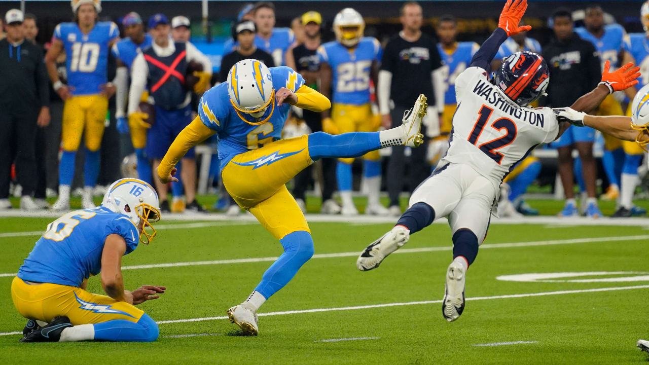 Place kicker Dustin Hopkins of the Los Angeles Chargers prior to a