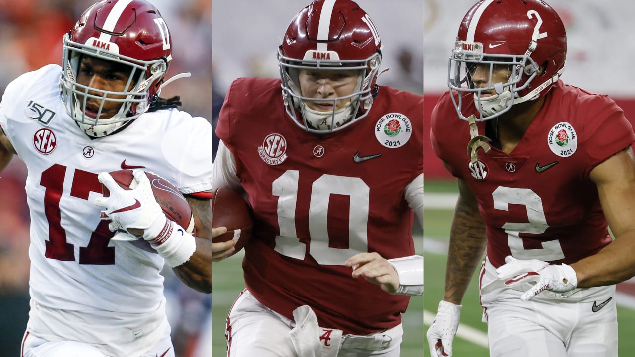 Alabama's Mac Jones, Jaylen Waddle, Patrick Surtain II, Christian