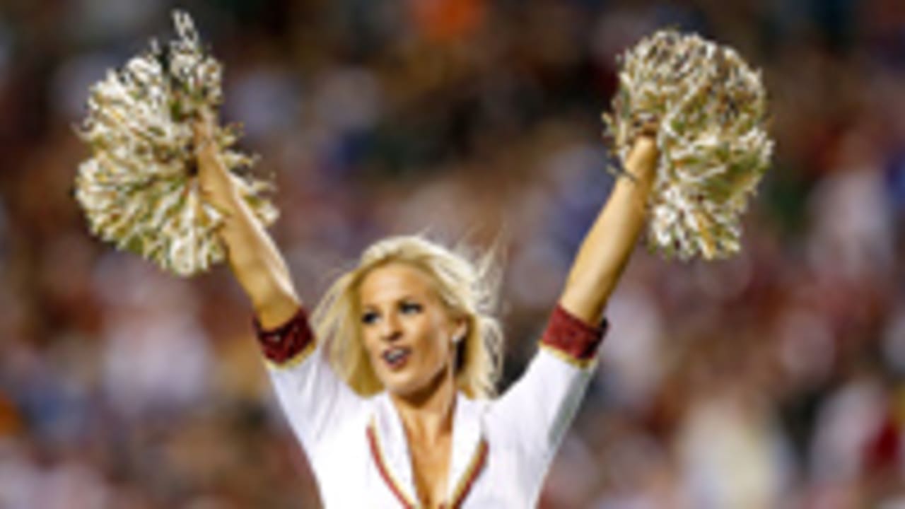 LANDOVER, MD - SEPTEMBER 25: Washington Commanders cheerleaders perform  during the game between the