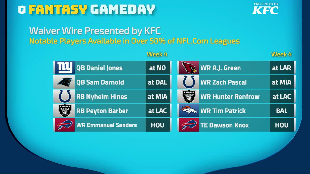 Waiver Wire presented by KFC NFL Fantasy GameDay