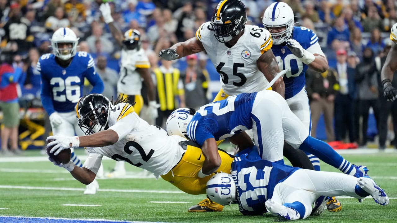 Pittsburgh Steelers' Najee Harris after scoring a touchdown