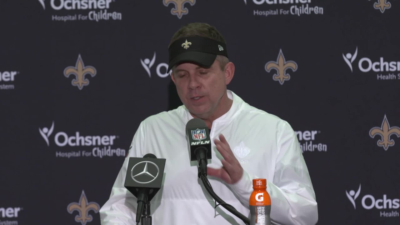 New Orleans Saints head coach Sean Payton watches as New Orleans