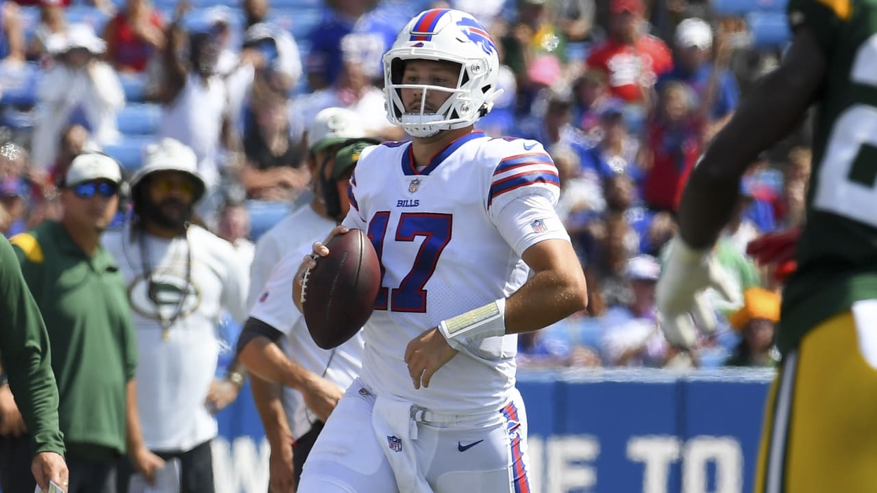 Buffalo Bills Quarterback Josh Allen Sprints Left, Throws Right To Wide ...