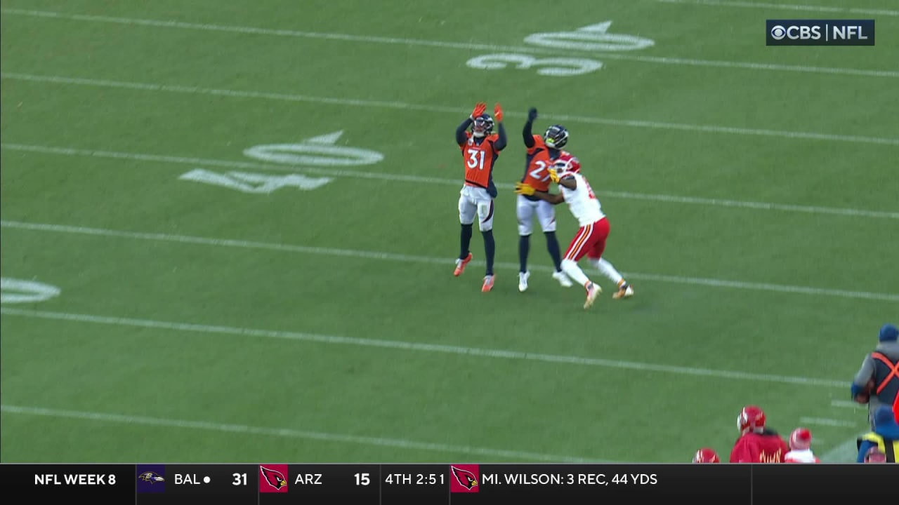 Denver Broncos defensive back Justin Simmons picks off Kansas City ...