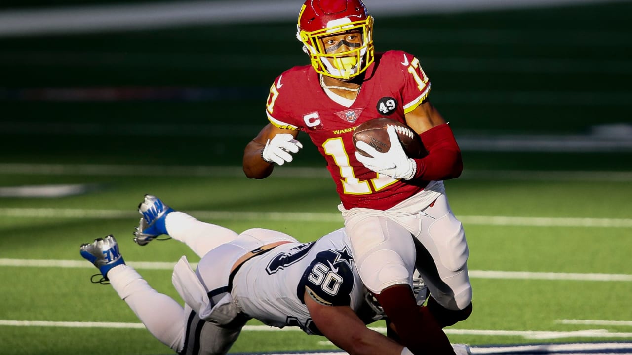 August 9, 2021: Washington Football Team wide receiver Terry McLaurin (17)  runs an out route during the team's NFL football training camp practice at  the Washington Football Team Facilities in Ashburn, Virginia