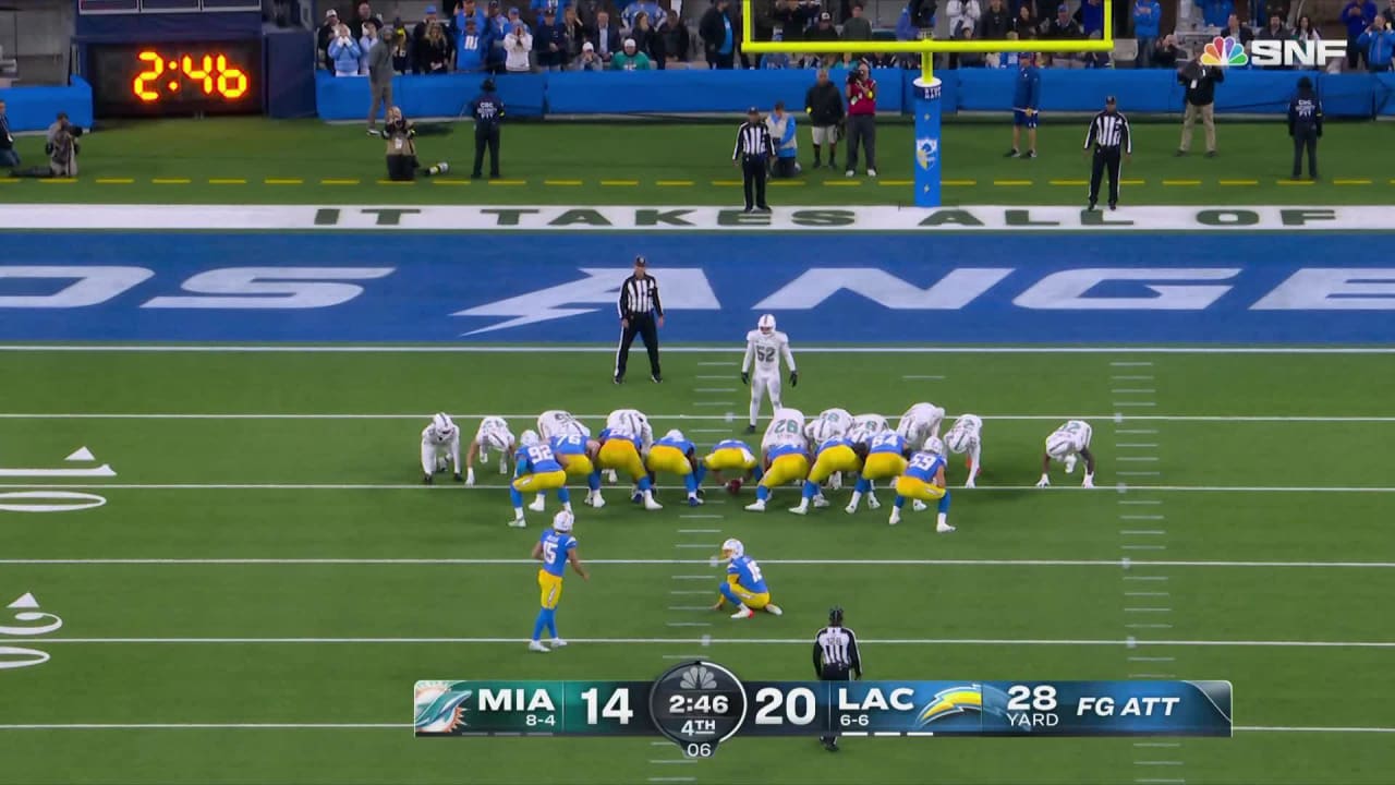 Los Angeles Chargers kicker Cameron Dicker's 28-yard field goal gives the  Bolts a two-possession lead late in the fourth quarter