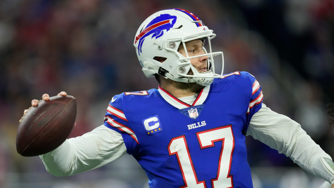 Buffalo Bills quarterback Josh Allen directs trafffic before lasering a