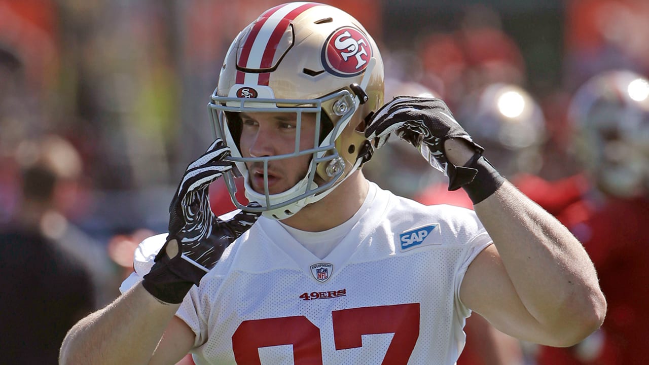 49ers rookie Nick Bosa misses practice with sore ankle