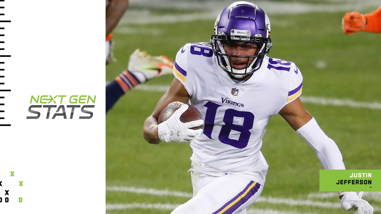 Minnesota Vikings wide receiver Justin Jefferson’s top three YAC above