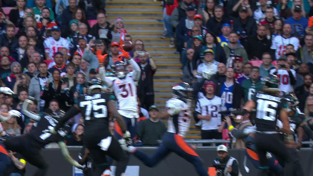 Justin Simmons intercepts Trevor Lawrence in the end zone