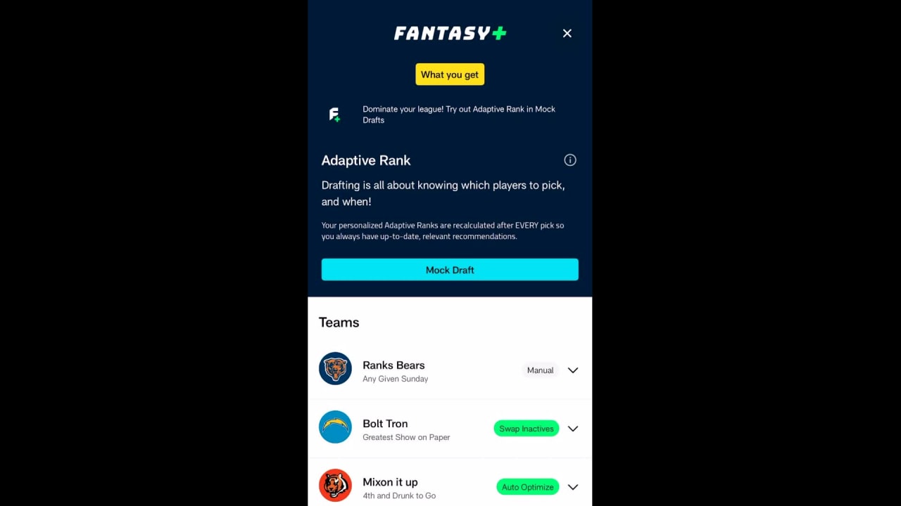 Fantasy+ Dashboard