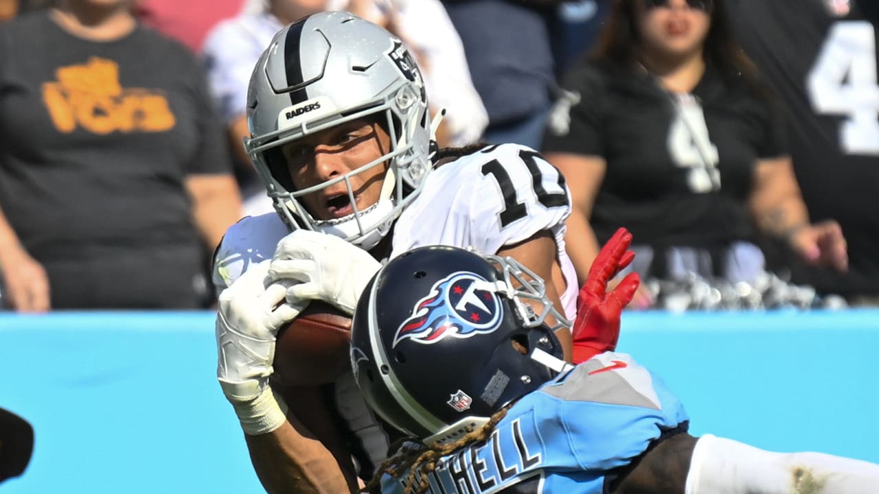 Las Vegas Raiders wide receiver Mack Hollins runs for a touchdown