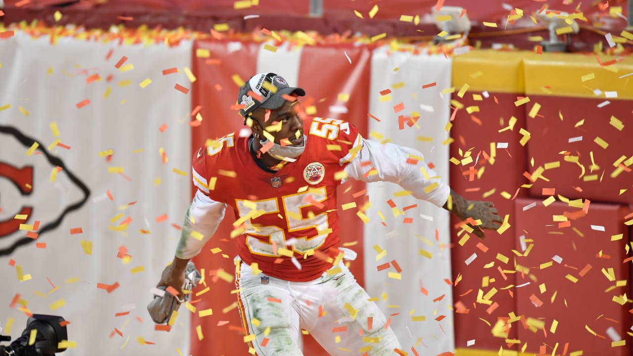 Kansas City Chiefs DE Frank Clark, Chiefs celebrate AFC championship