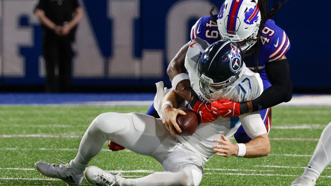 Buffalo Bills linebacker Tremaine Edmunds (49) walks off the field  following a win in an NFL