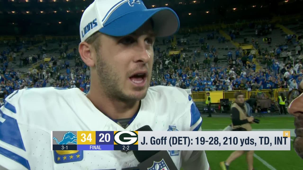 Detroit Lions Quarterback Jared Goff Reacts To Lions Week 4 Win Vs Packers 