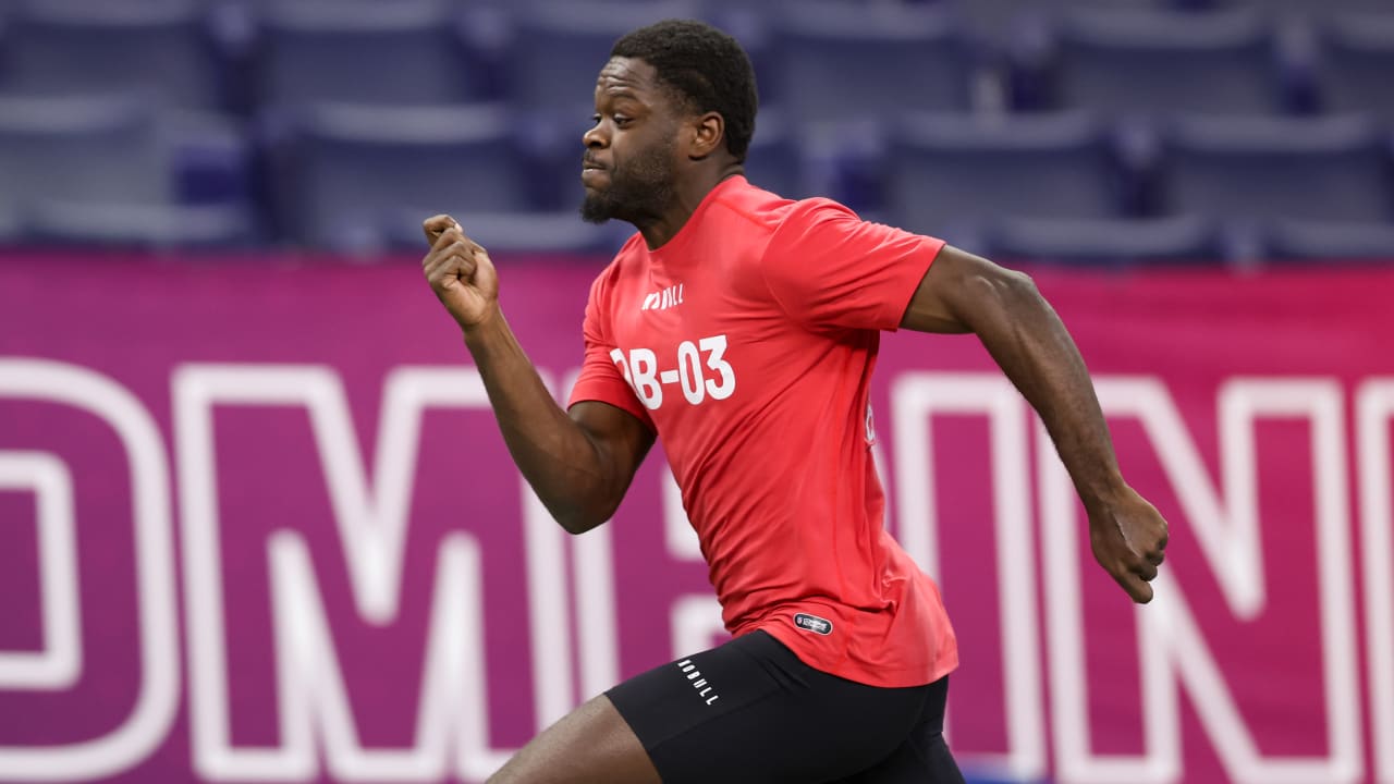 Quarterback Malik Cunningham runs the 40yard dash at the 2023 NFL