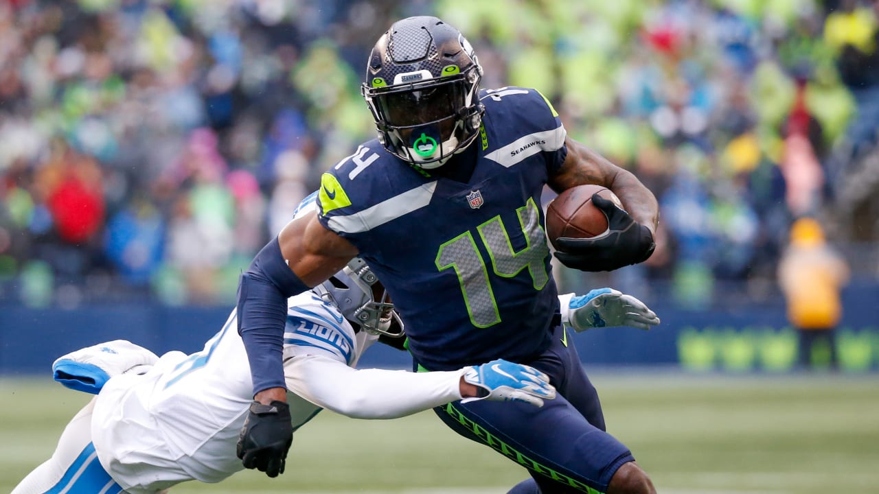 Seattle Seahawks wide receiver DK Metcalf stands on the sideline during the  second half of an NFL football game against the Tennessee Titans, Sunday,  Sept. 19, 2021, in Seattle. The Titans won