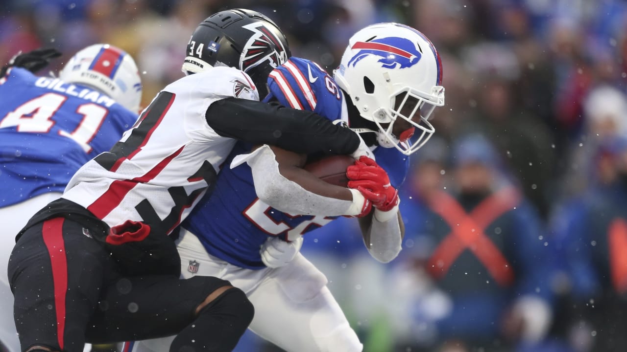 Devin Singletary Buffalo Bills Unsigned Running in Touchdown Vertical Photograph