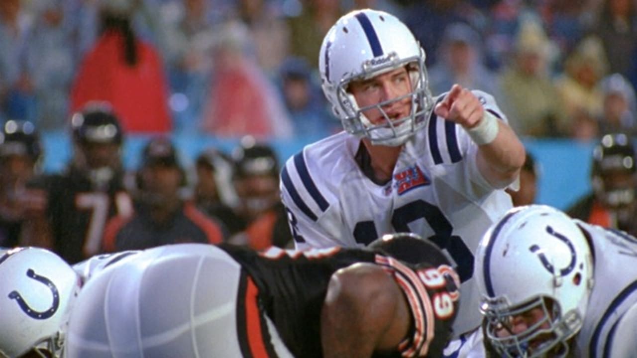 Indianapolis Colts quarterback Peyton Manning (18), Super Bowl MVP, calls  an audible at the line of scrimmage at the end of the second quarter of the Super  Bowl at Dolphin Stadium in