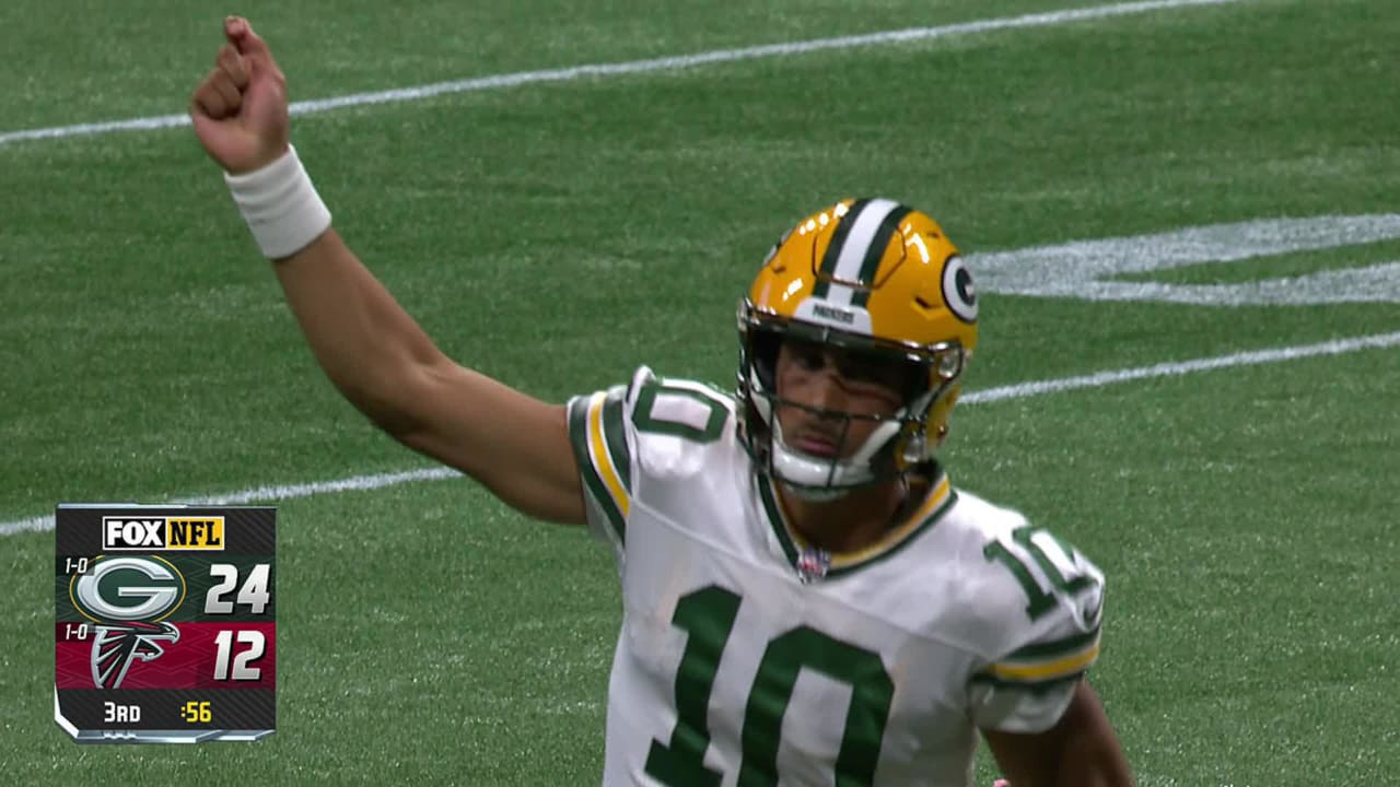 Detroit Lions cornerback Ifeatu Melifonwu lays the boom on a sideline hit  vs. Green Bay Packers running back Aaron Jones