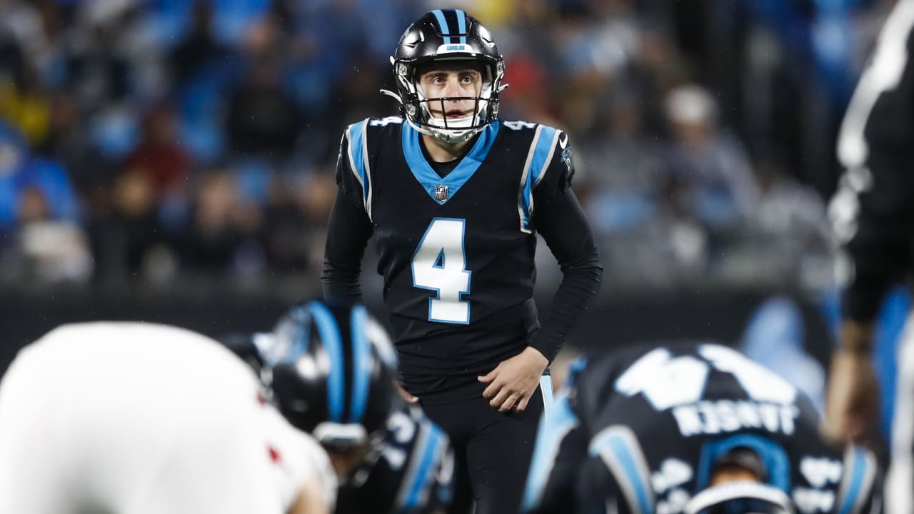 Carolina Panthers place kicker Eddy Pineiro warms up an NFL football game  against the Cleveland Browns on Sunday, Sept. 11, 2022, in Charlotte, N.C.  (AP Photo/Rusty Jones Stock Photo - Alamy