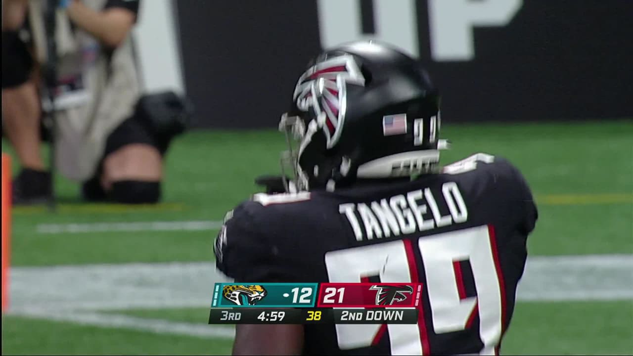 Atlanta Falcons defensive lineman Derrick Tangelo pancakes Jacksonville