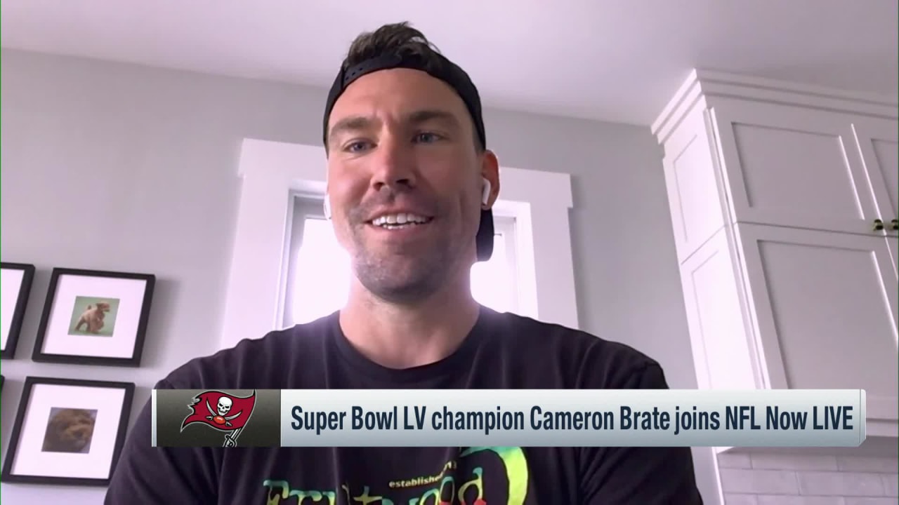 Tom Brady Jokes with Cameron Brate About Lombardi Trophy Toss in