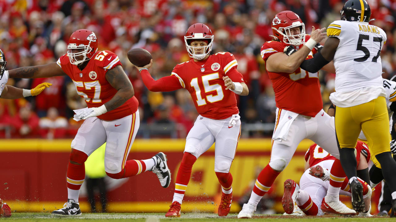 Kansas City Chiefs quarterback Patrick Mahomes' sidearm pass around