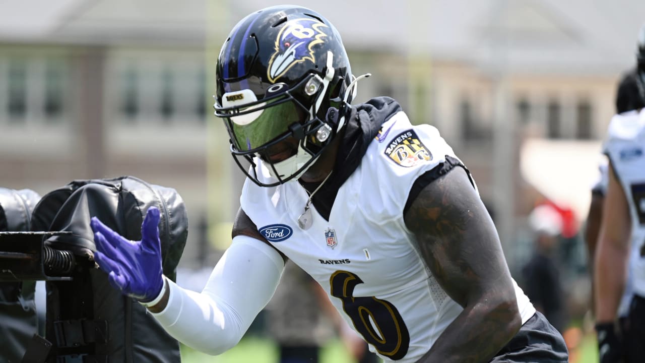 Baltimore Ravens linebacker Patrick Queen (6)walks off the field after an  NFL football game against the New York Giants Sunday, Oct. 16, 2022, in  East Rutherford, N.J. (AP Photo/Adam Hunger Stock Photo 