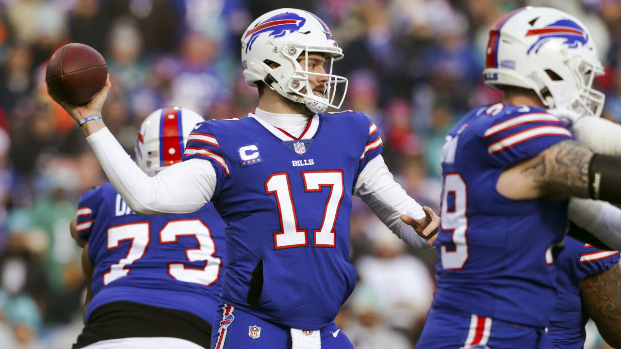 Buffalo Bills quarterback Josh Allen's first completion of game goes to