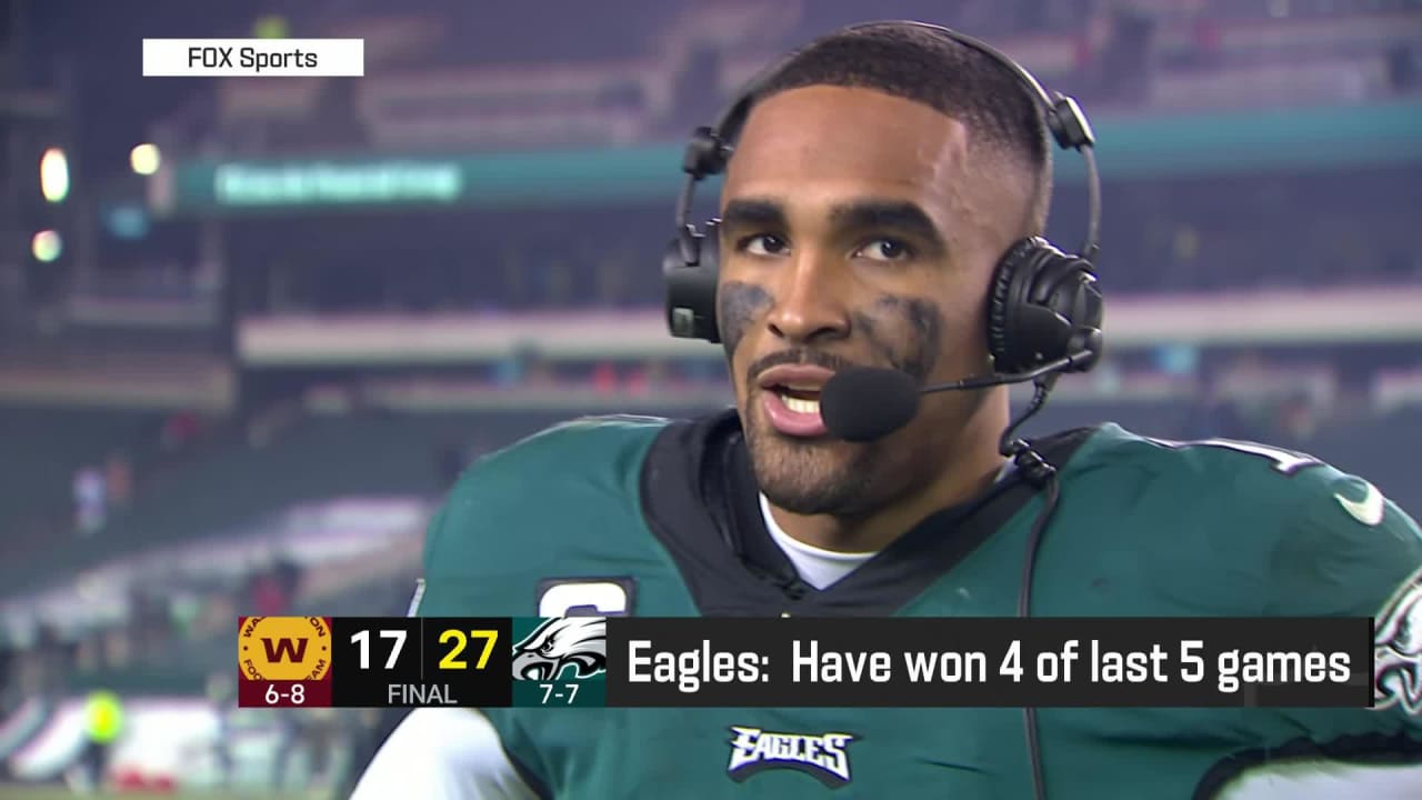 Philadelphia Eagles quarterback Jalen Hurts: Eagles 'overcame adversity' in  Week 15 win