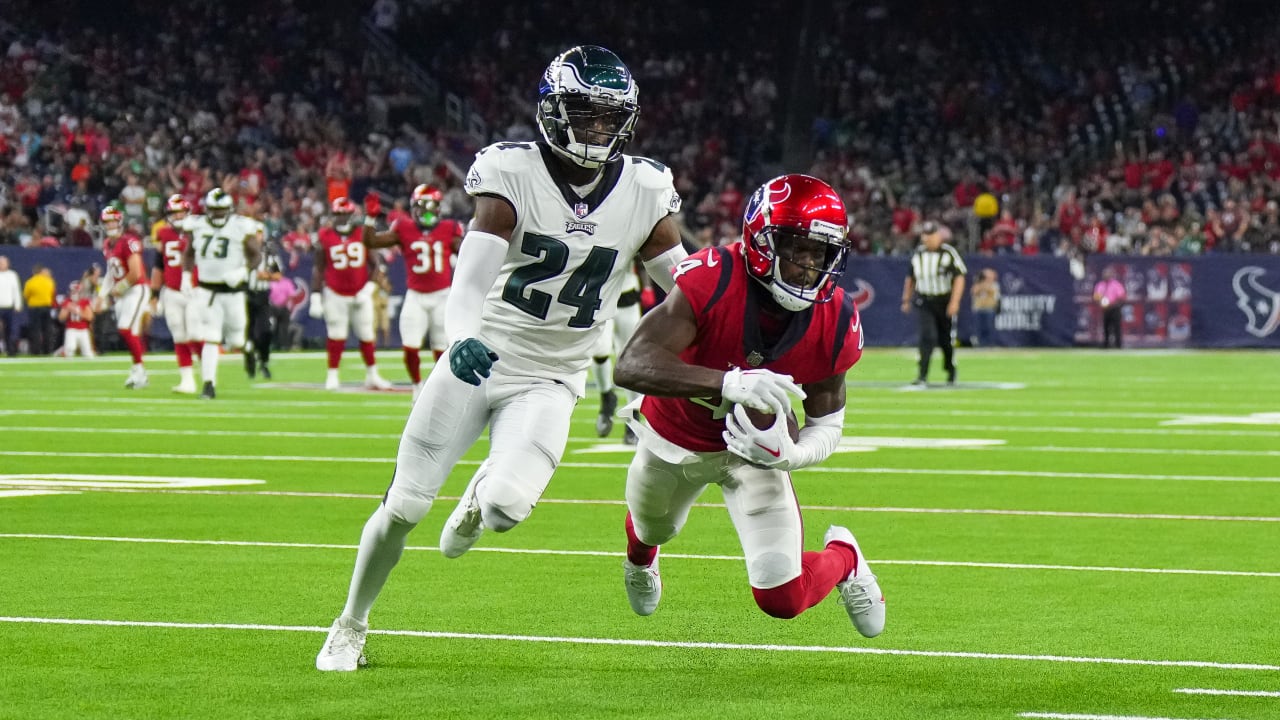 Houston Texans wide receiver Phillip Dorsett (4) lines up for the snap  during an NFL football game against the Cleveland Browns on Sunday, December  4, 2022, in Houston. (AP Photo/Matt Patterson Stock