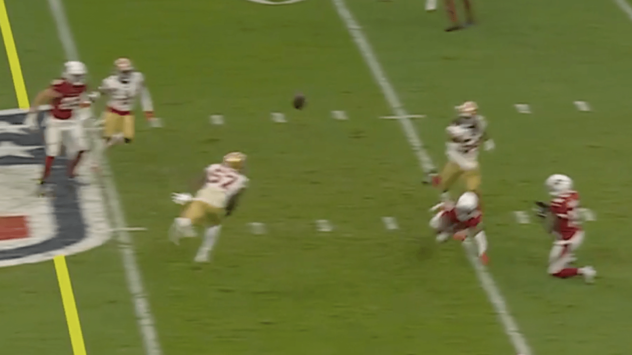 San Francisco 49ers linebacker Dre Greenlaw's fourthdown deflection