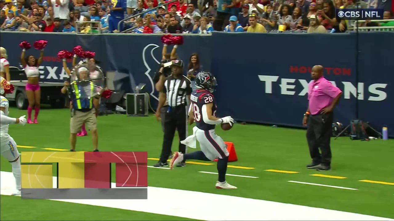 Houston Texans running back Rex Burkhead (28) warms up before an