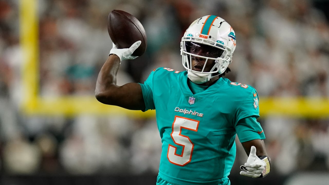 Miami Dolphins quarterback Teddy Bridgewater runs after the catch