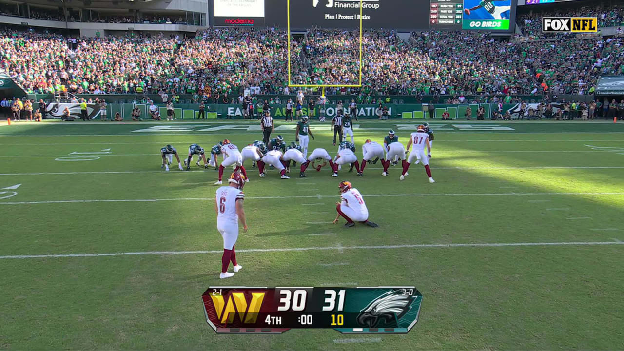 Washington Commanders kicker Joey Slye's extra point sends Washington